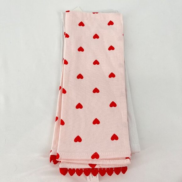 Valentines Day Gnome Dish Towels Set Of 8 100% Cotton Red & White - Picture 3 of 9